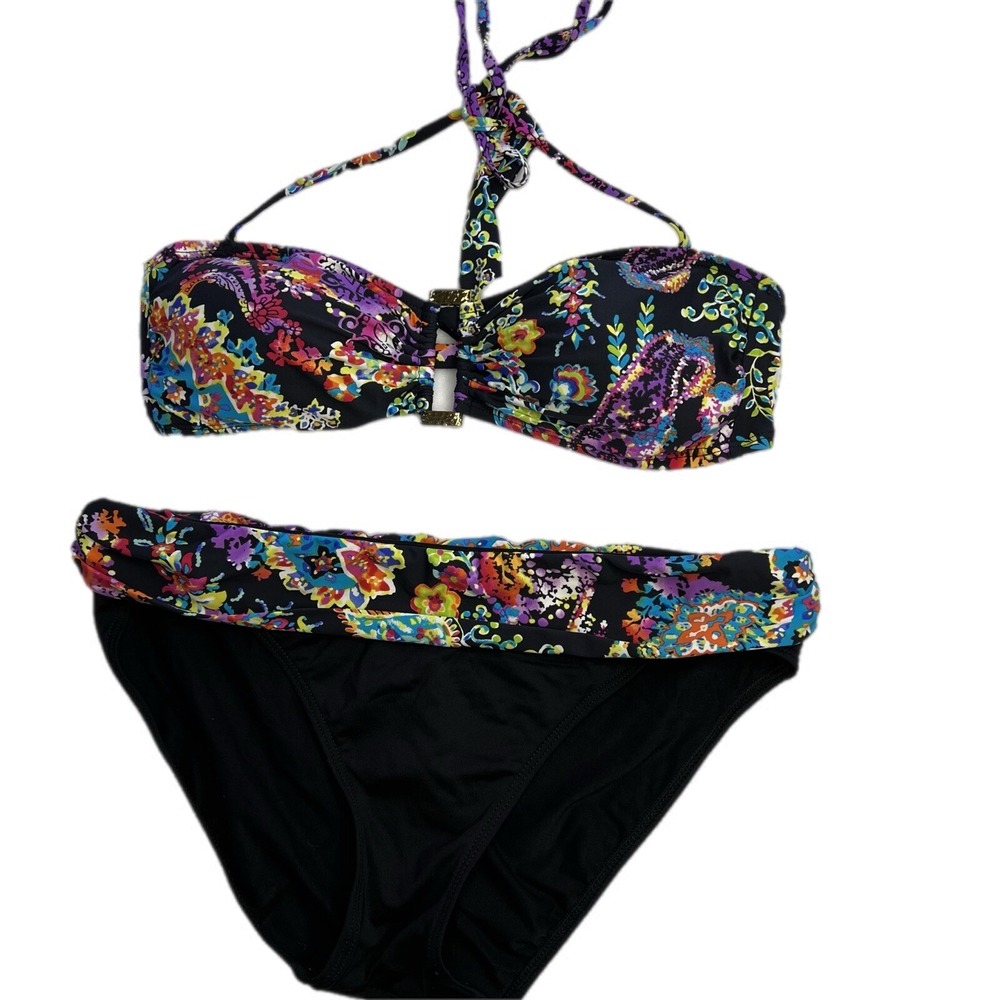Lauren Ralph Lauren Boho Paisley Black Red Purple Two Piece Bikini‎  Swimsuit 10